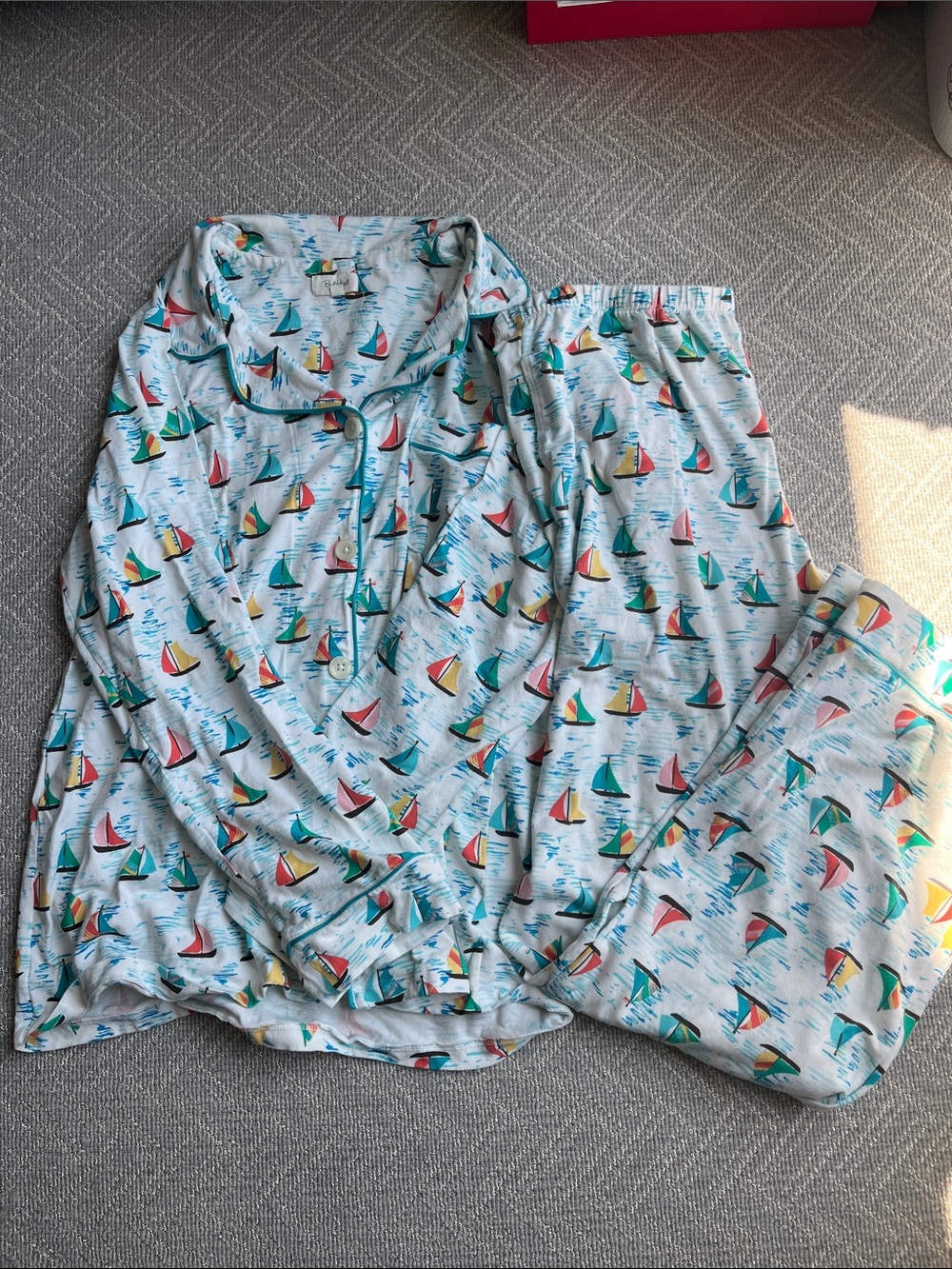 BedHead Light Blue Sailboat Print Two-Piece Pajama Set